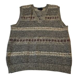 Woodward V Neck Sweater Vest Mens Large Vintage Wool